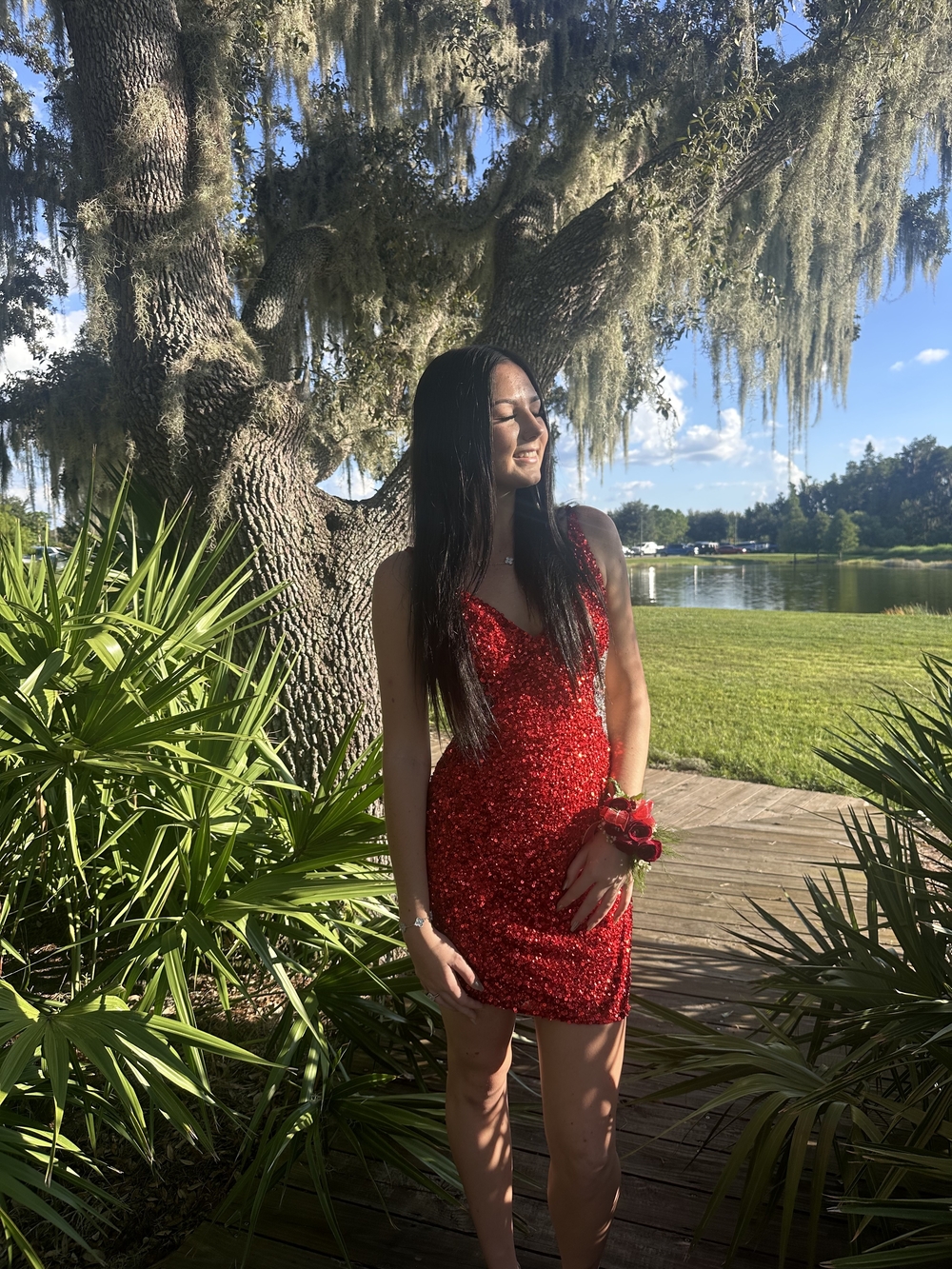 Primavera Couture Red Sequin Mini Dress